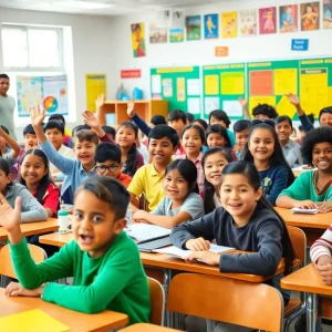 Students in a classroom participating in learning activities