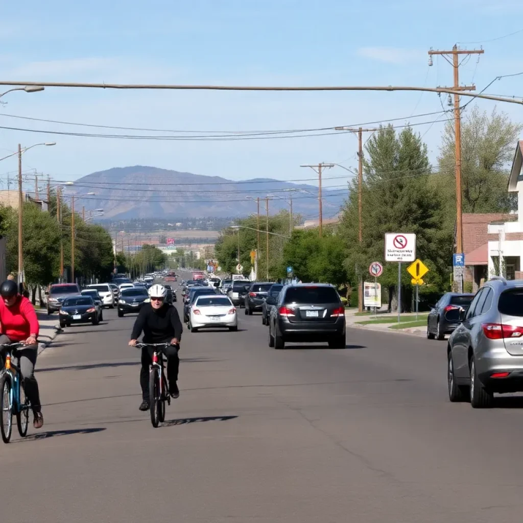A busy Albuquerque street illustrating traffic safety concerns following a tragic incident.