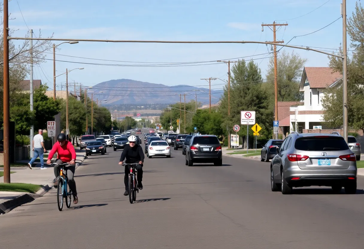 A busy Albuquerque street illustrating traffic safety concerns following a tragic incident.