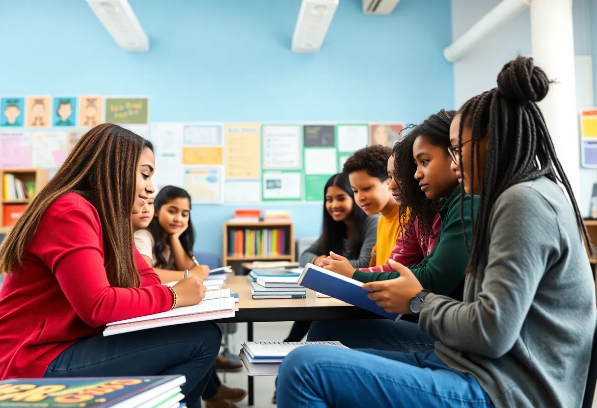 Students participating in an after-school tutoring session in Albuquerque.