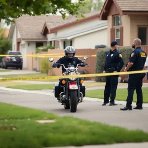 Police securing the scene of a fatal motorcycle dispute shooting in Albuquerque.