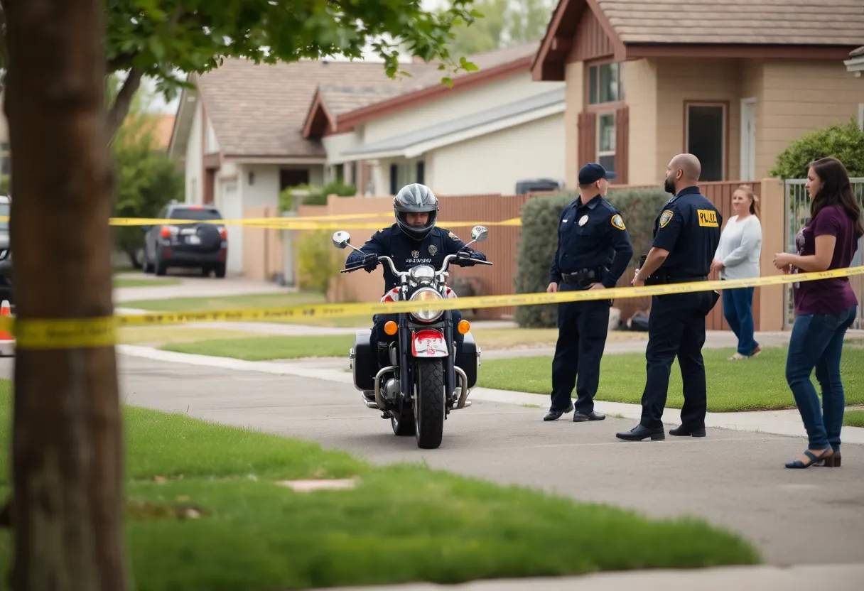 Police securing the scene of a fatal motorcycle dispute shooting in Albuquerque.