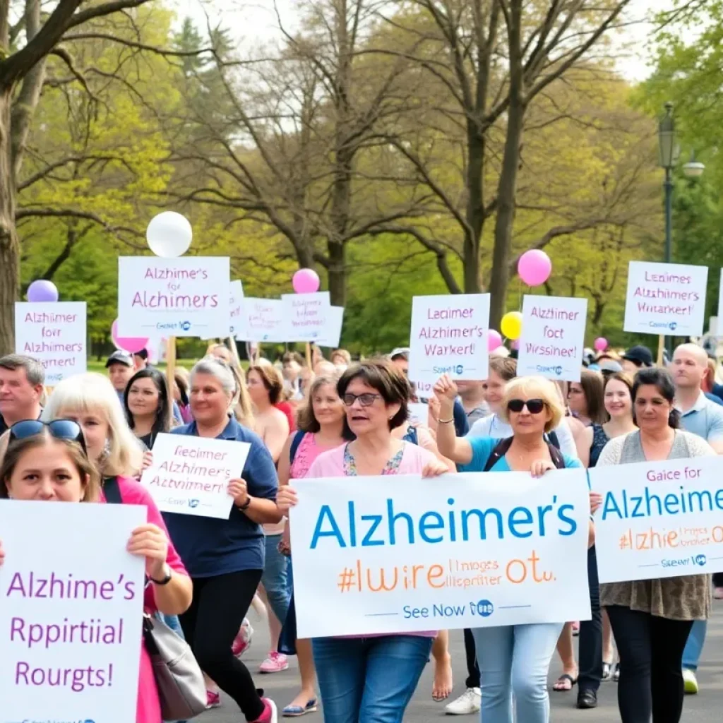 Participants at the Alzheimer’s Association walk in Albuquerque's Balloon Fiesta Park