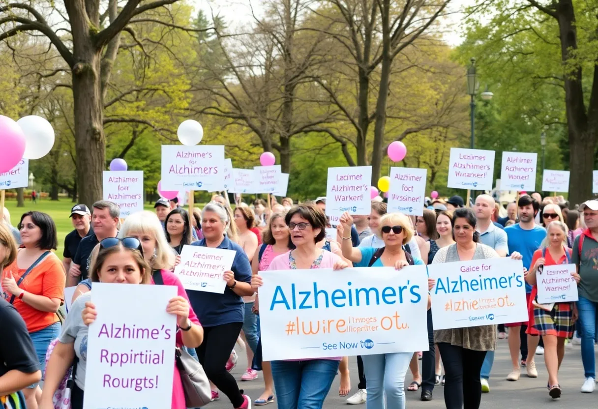 Participants at the Alzheimer’s Association walk in Albuquerque's Balloon Fiesta Park