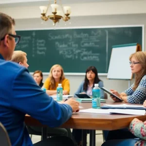 Community members discussing at an APS budget forum