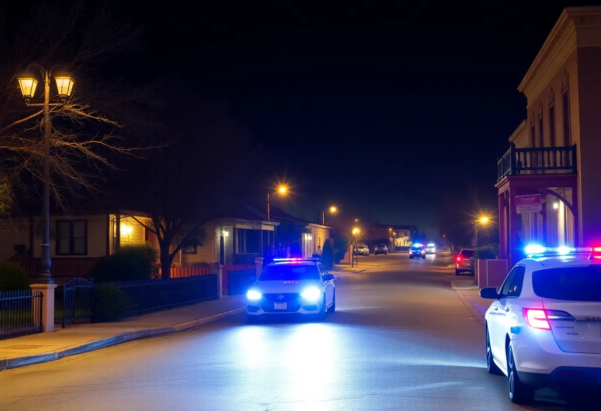 Police lights in Barelas neighborhood, Albuquerque at night