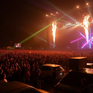 Crowd at Breaking Benjamin concert with traffic challenges
