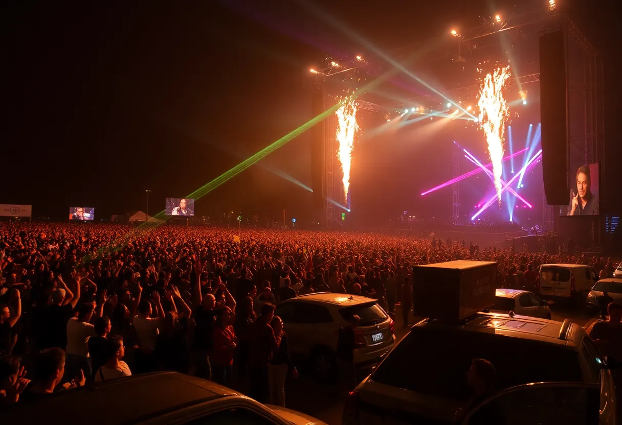 Crowd at Breaking Benjamin concert with traffic challenges