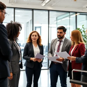 Business leaders in a meeting advocating for tax transparency policies.