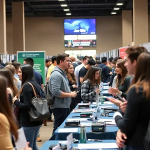 Students networking with employers at the Career Expo in Albuquerque
