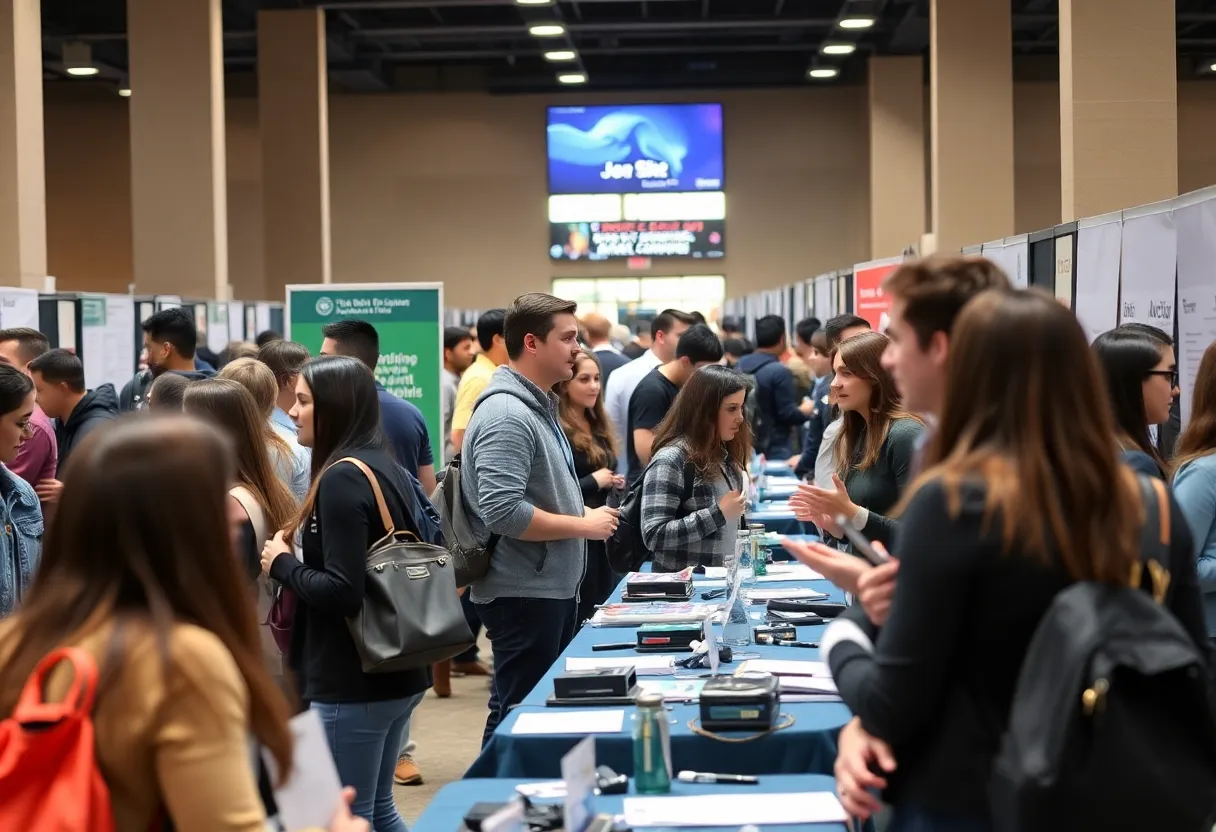 Students networking with employers at the Career Expo in Albuquerque