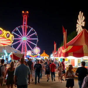 Community members enjoying rides and games at the ALS awareness carnival night.