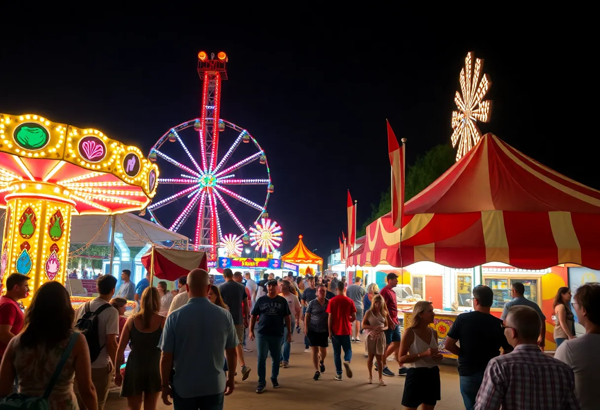 Community members enjoying rides and games at the ALS awareness carnival night.