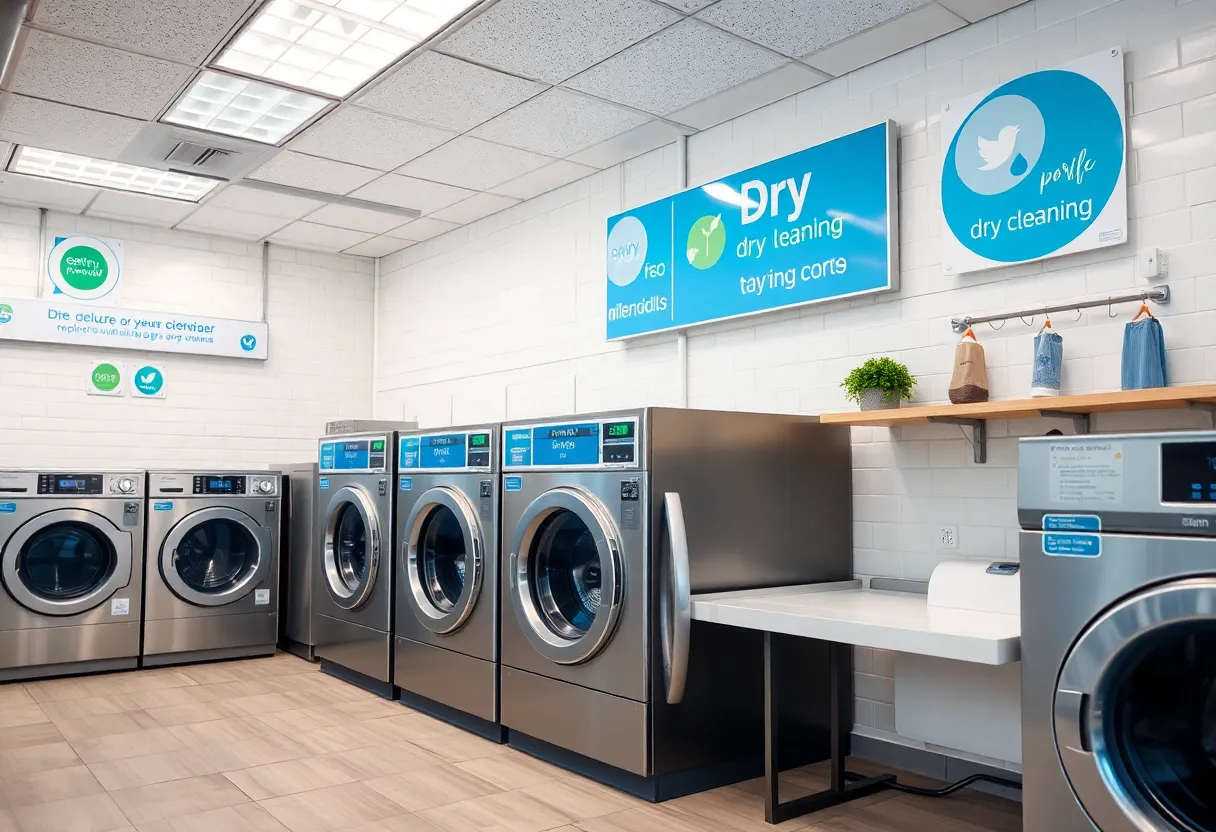 Exterior view of The Cleanery's new location in Albuquerque's Northeast Heights with eco-friendly features.