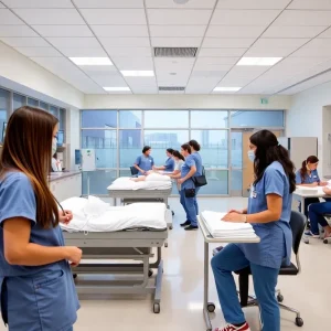 A rendering of the new CNM nursing program facility with simulation labs.