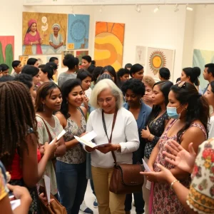 Participants engaging in art activities at the community celebration