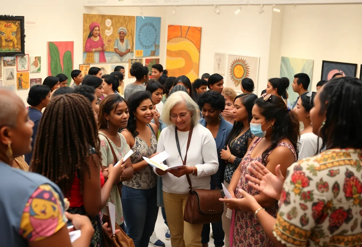 Participants engaging in art activities at the community celebration