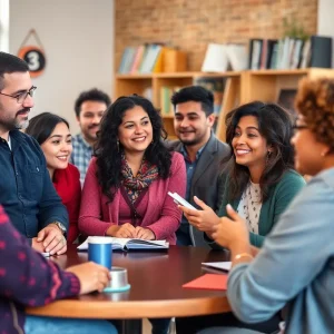 Parents and educators discussing local education issues at a community meeting in Albuquerque.