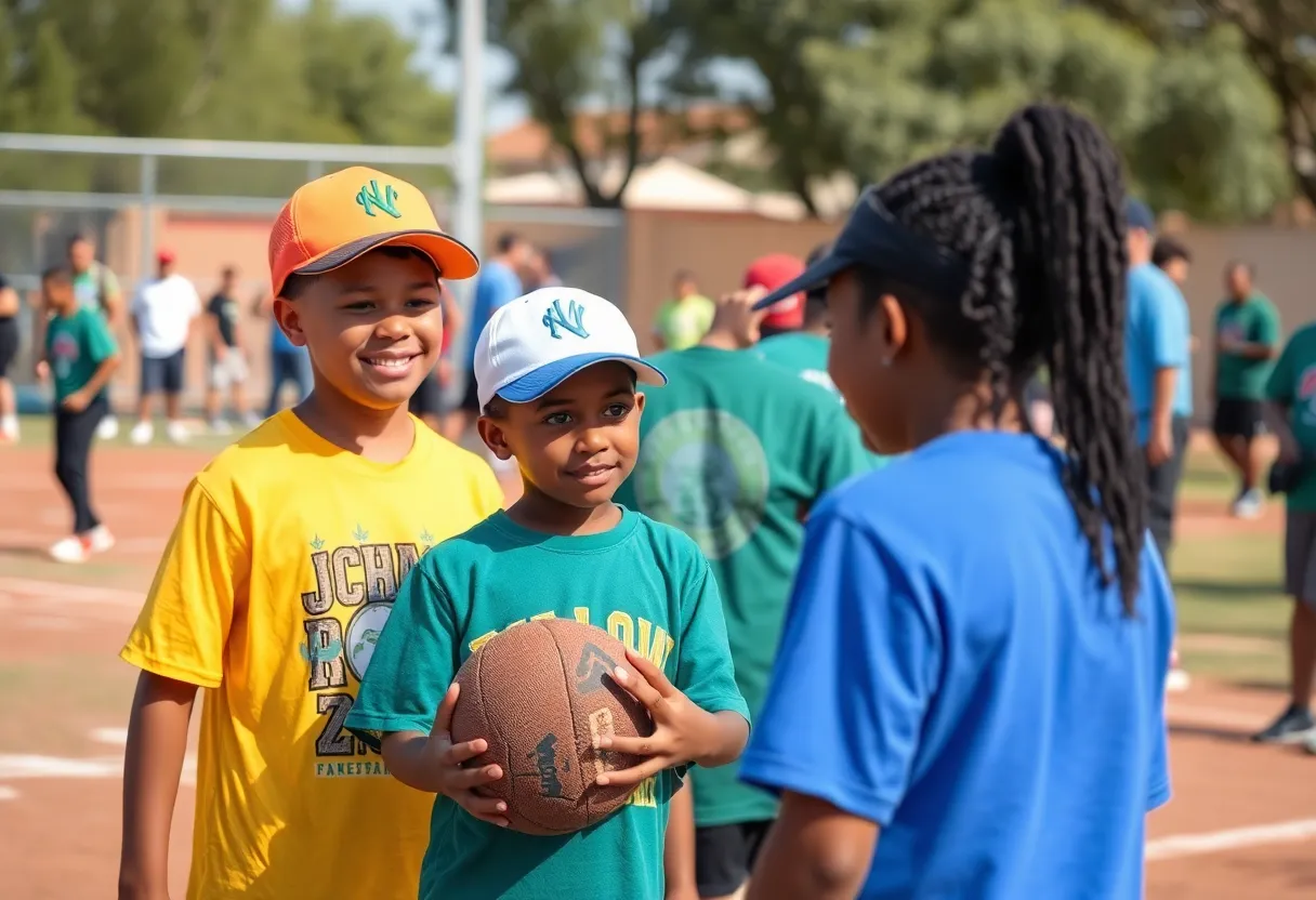 Youth participating in a community sports event in Albuquerque.