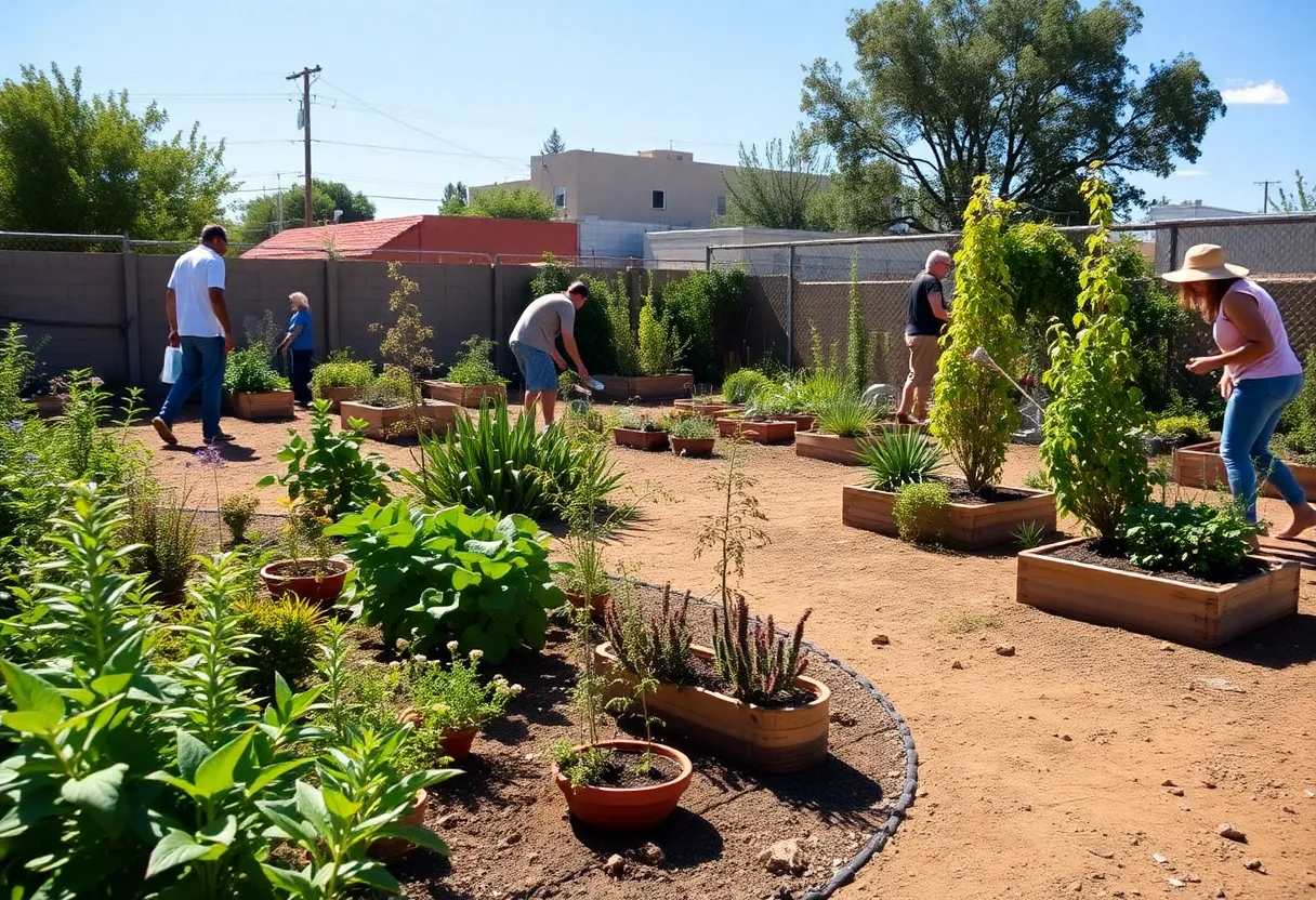 A community garden thriving on a rented vacant lot in Albuquerque.