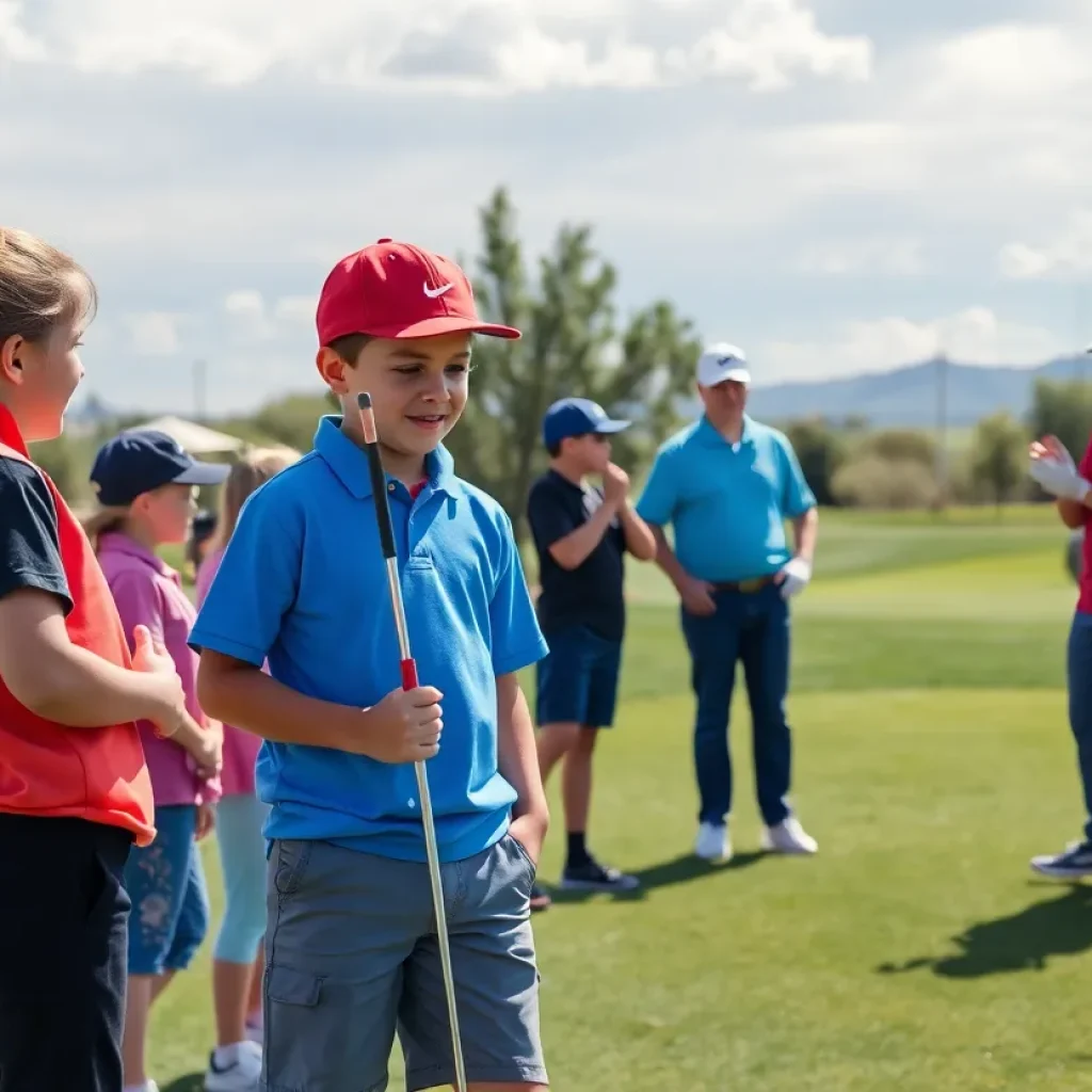 Young golfers participating in a clinic at an Albuquerque golf course