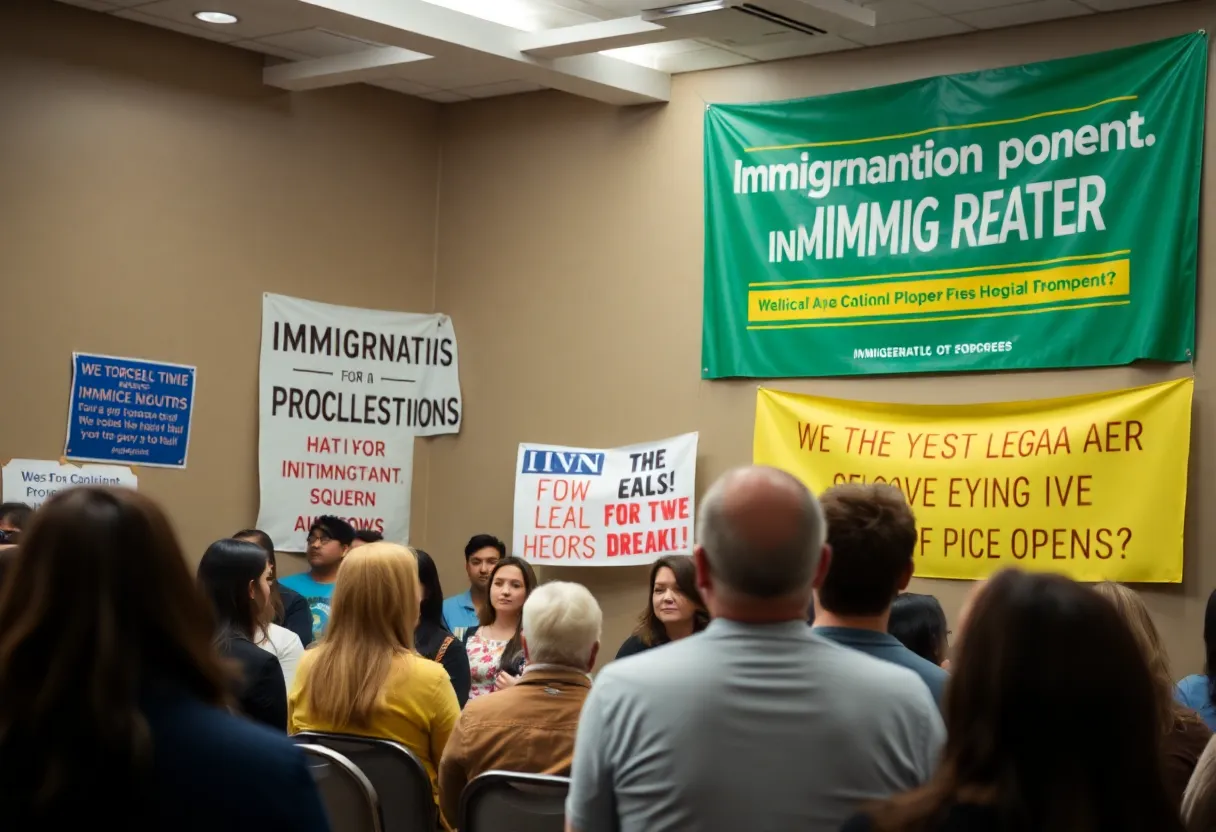 Community gathering discussing immigrant protections