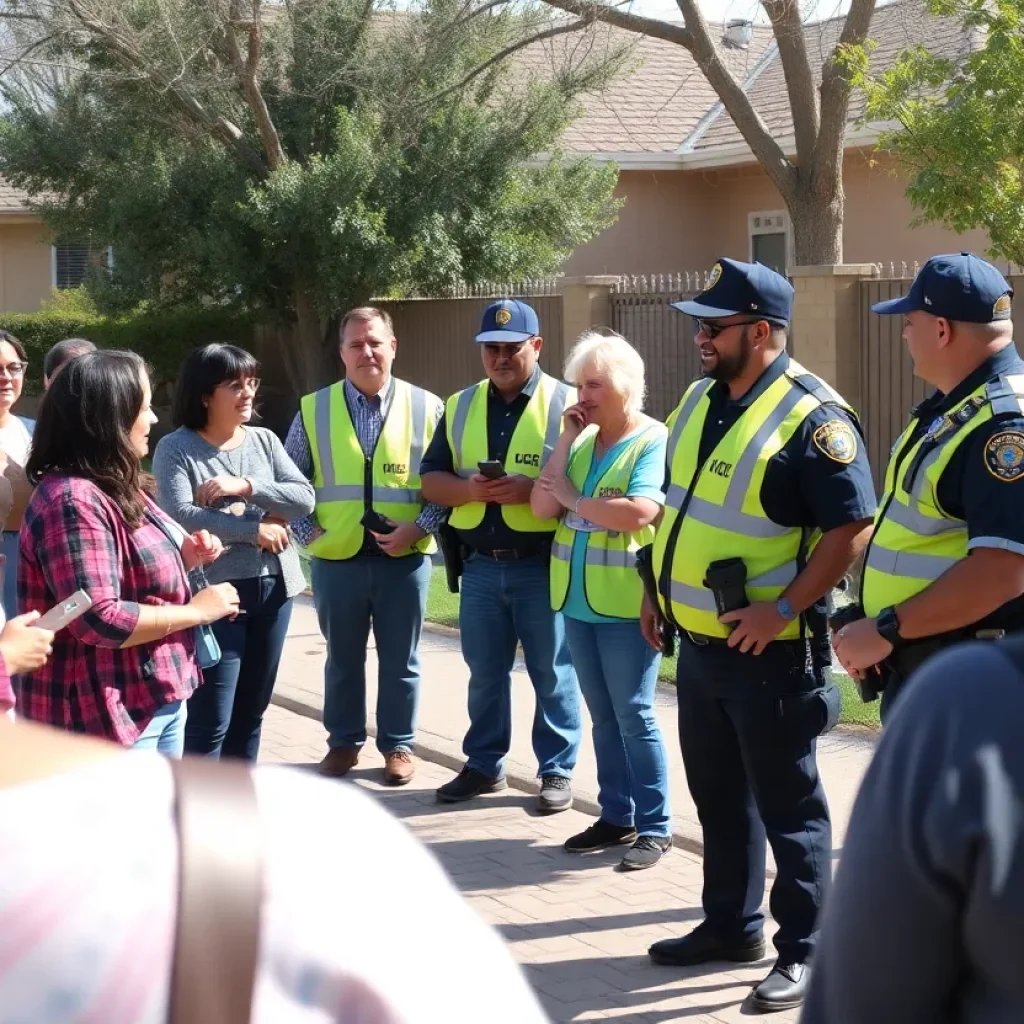 Community members interacting with police officers in Albuquerque neighborhoods