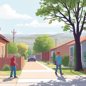 Community support scene in Albuquerque focusing on safety for individuals with dementia.