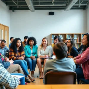 Community members participating in a town hall about Albuquerque Public Schools budget.
