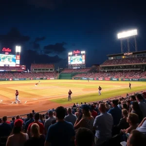 Glow-in-the-dark baseball game at Isotopes Park in Albuquerque, NM.