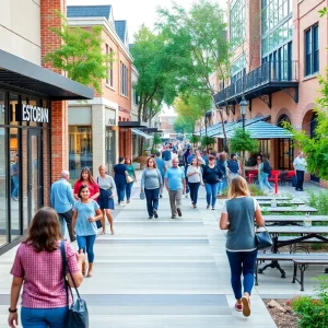 Crowd of shoppers at Cottonwood Corners shopping center