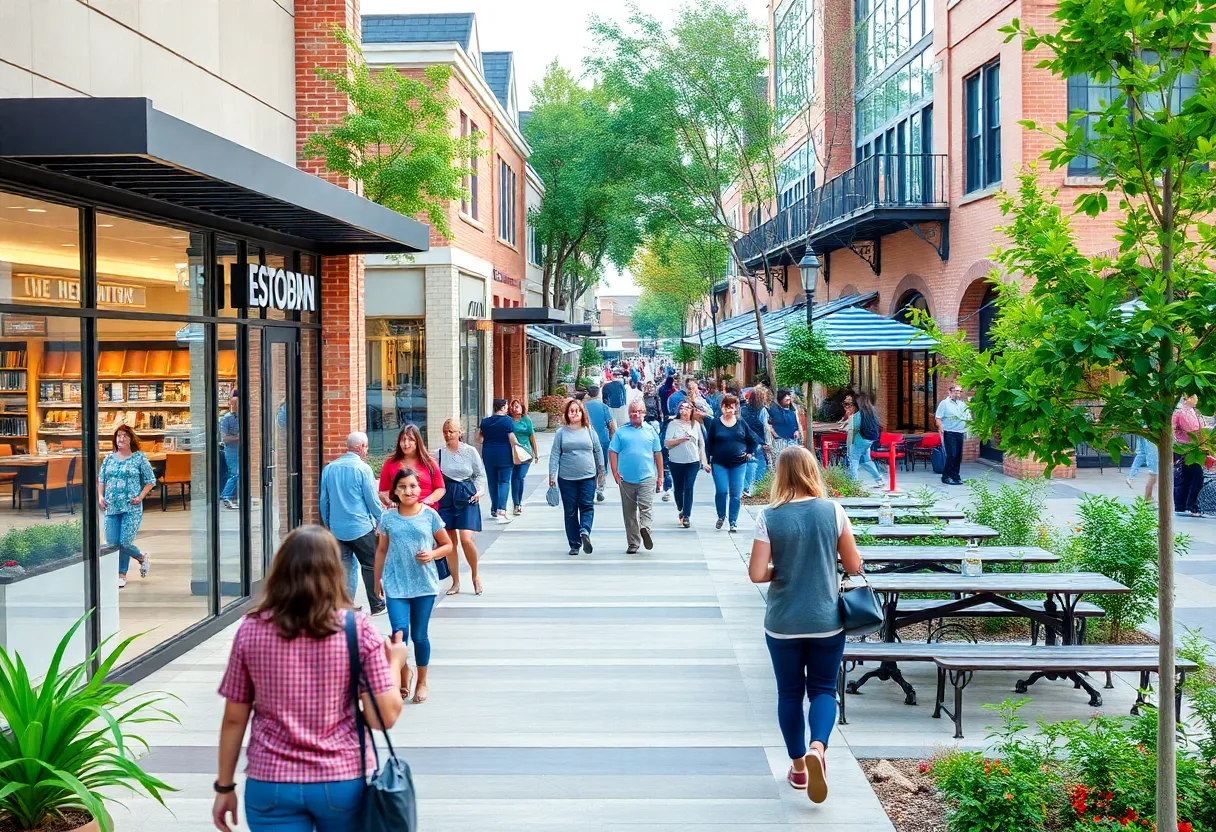 Crowd of shoppers at Cottonwood Corners shopping center