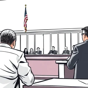 A courtroom in Albuquerque where a high-profile case is being heard