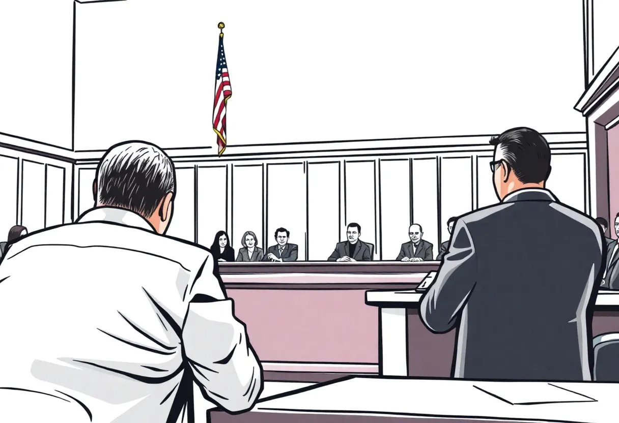 A courtroom in Albuquerque where a high-profile case is being heard