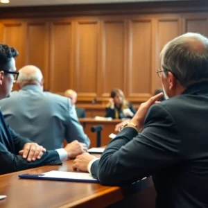 Jurors in a courtroom during deliberations on a high-profile case.