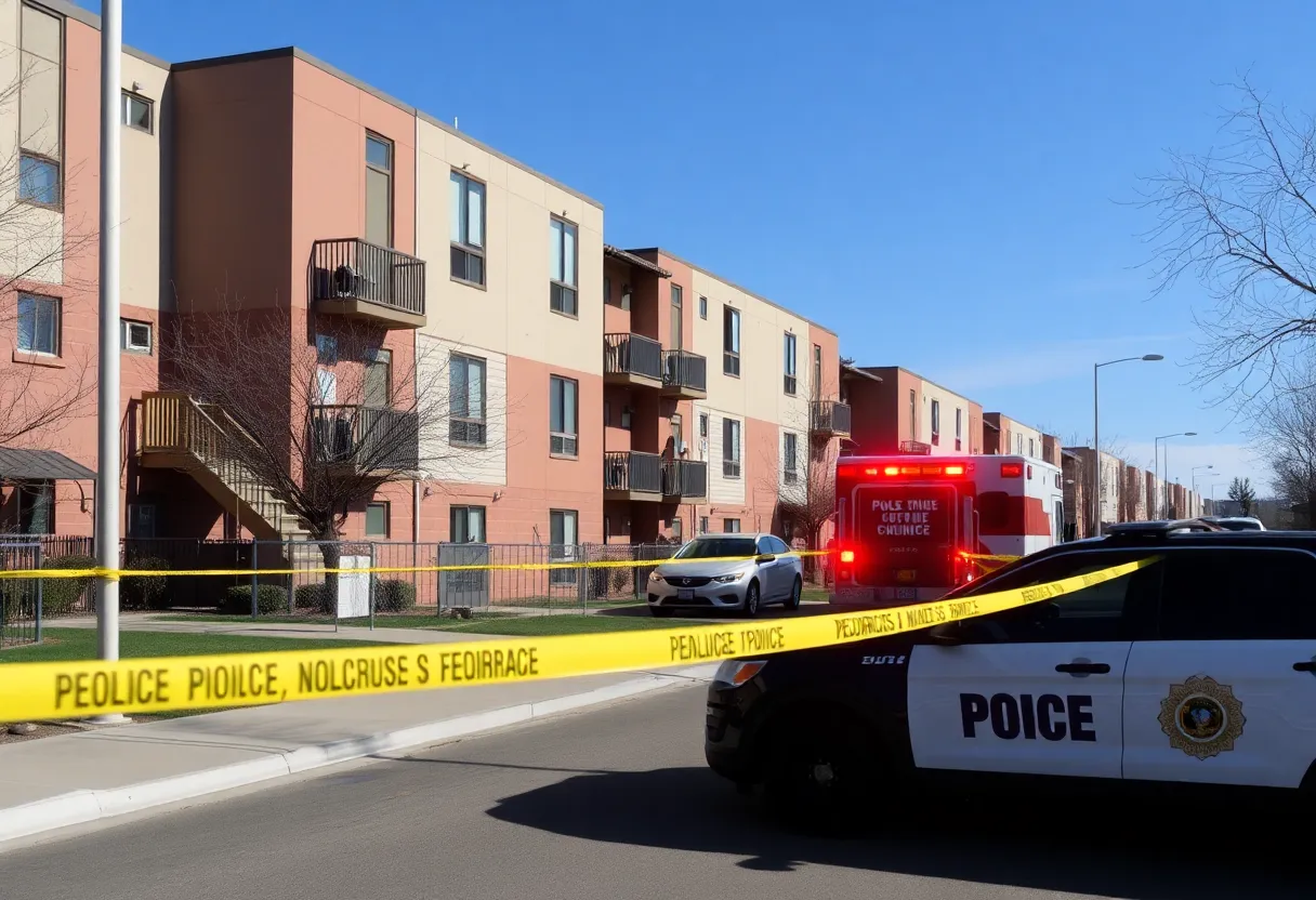 Police investigating a crime scene at an apartment complex in Albuquerque