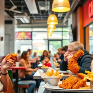 Dining interior of Dave's Hot Chicken in Nob Hill, Albuquerque