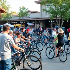 People enjoying the Day of the Tread cycling event at the National Hispanic Cultural Center