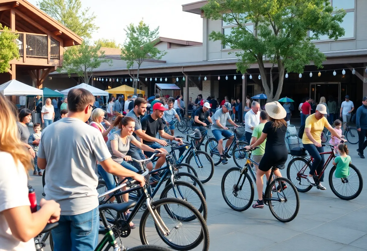 People enjoying the Day of the Tread cycling event at the National Hispanic Cultural Center