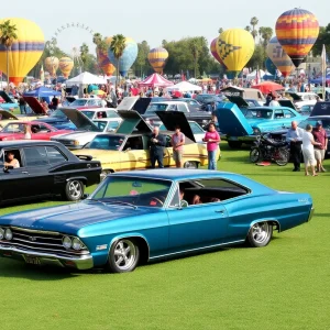 Festival attendees enjoying the Day of the Tread festival with various vehicles on display.