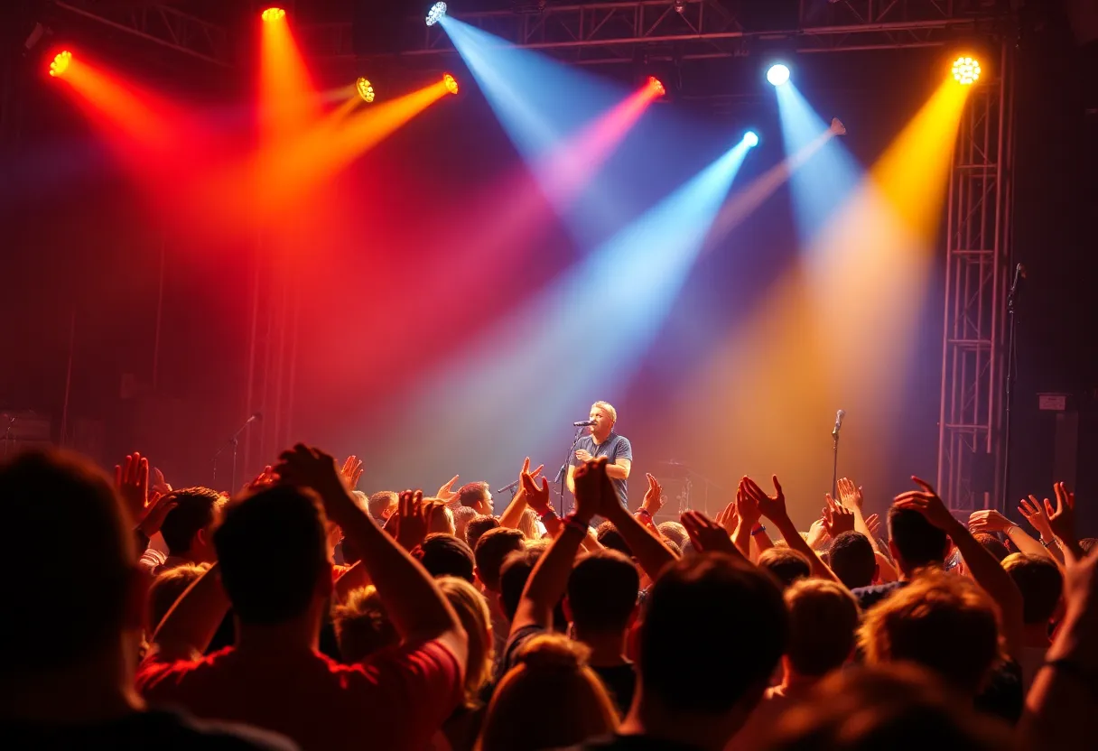 A tribute band performing live in Albuquerque, showcasing intense musicianship and a lively crowd.