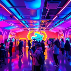 Interior view of Electric Playhouse featuring virtual reality gaming setups.