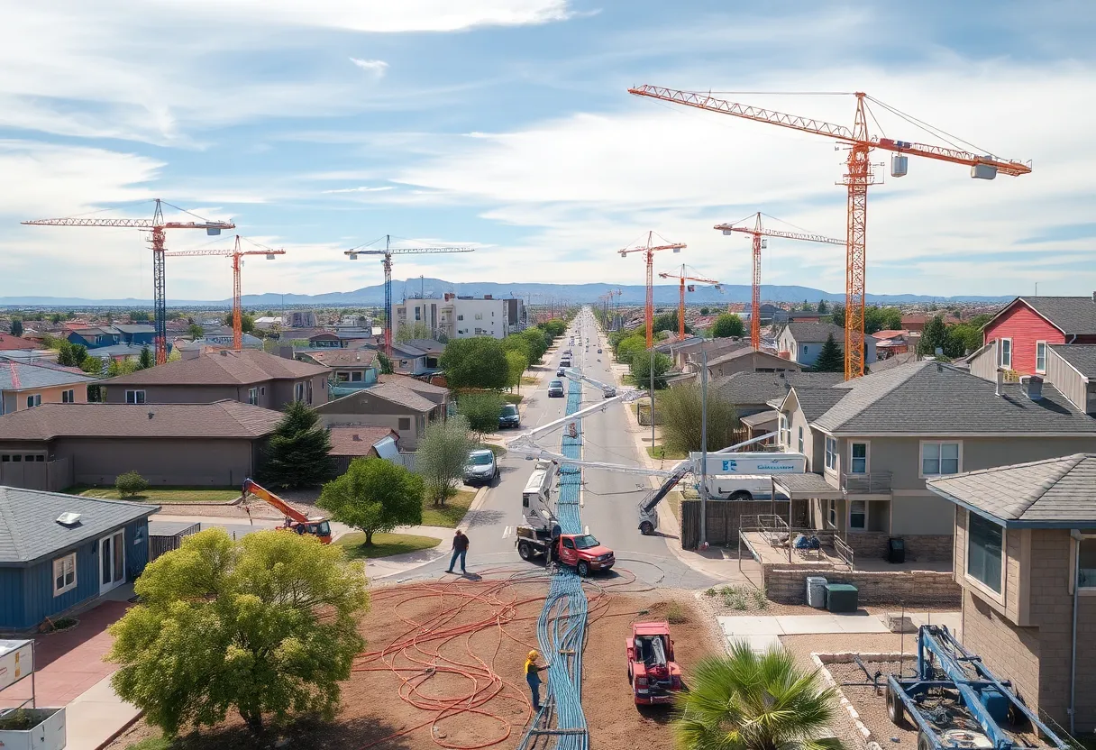 Construction workers installing fiber optic cables in Albuquerque