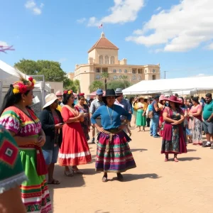 Crowd enjoying festivities at Fiesta of Cultures