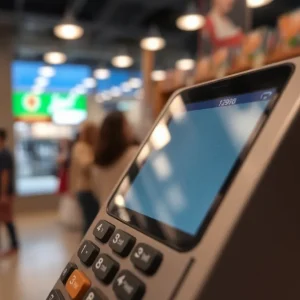 Illustration of a contactless payment terminal hinting at ghost tapping scam risks.