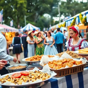Participants enjoying the Grecian Festival with food and dance