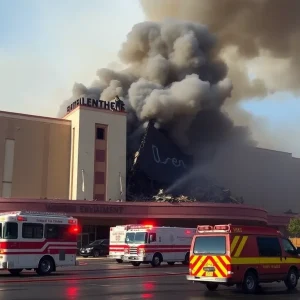 Firefighters responding to a fire at Hinkle Fun Center in Albuquerque.