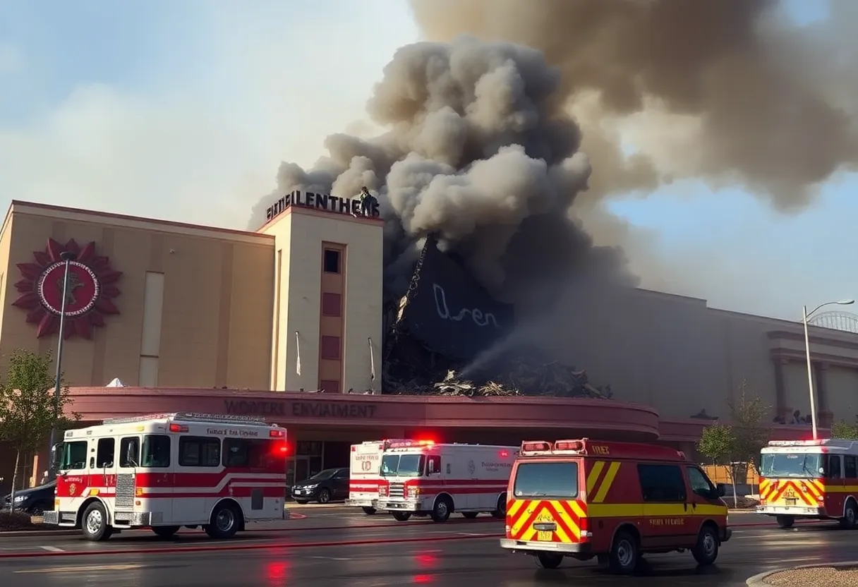 Firefighters responding to a fire at Hinkle Fun Center in Albuquerque.
