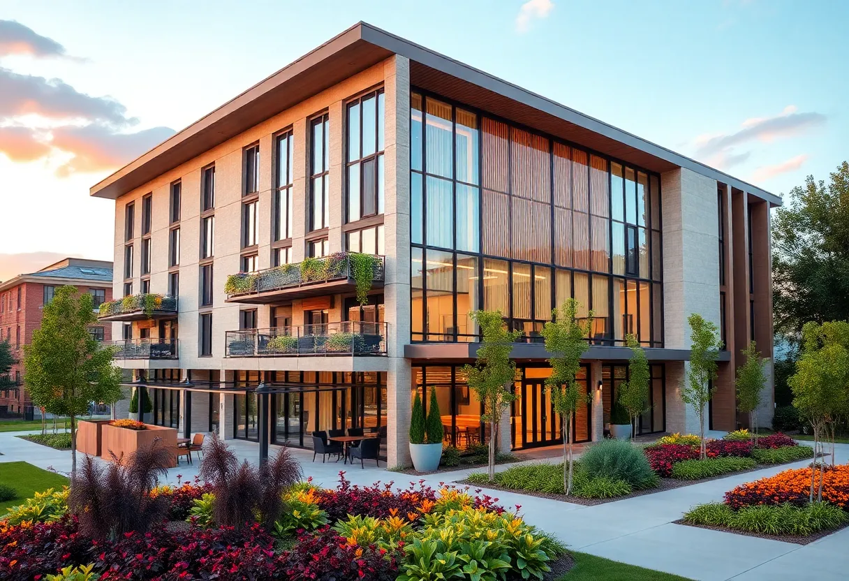 Rendering of the $53 million hospitality project featuring a boutique hotel and conference center.