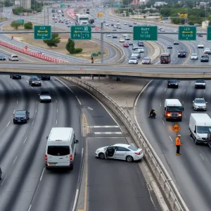 Traffic flow on I-25 to I-40 interchange in Albuquerque